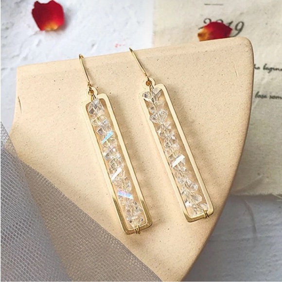 Jewelry - Crystal Rectangle Drop Earrings